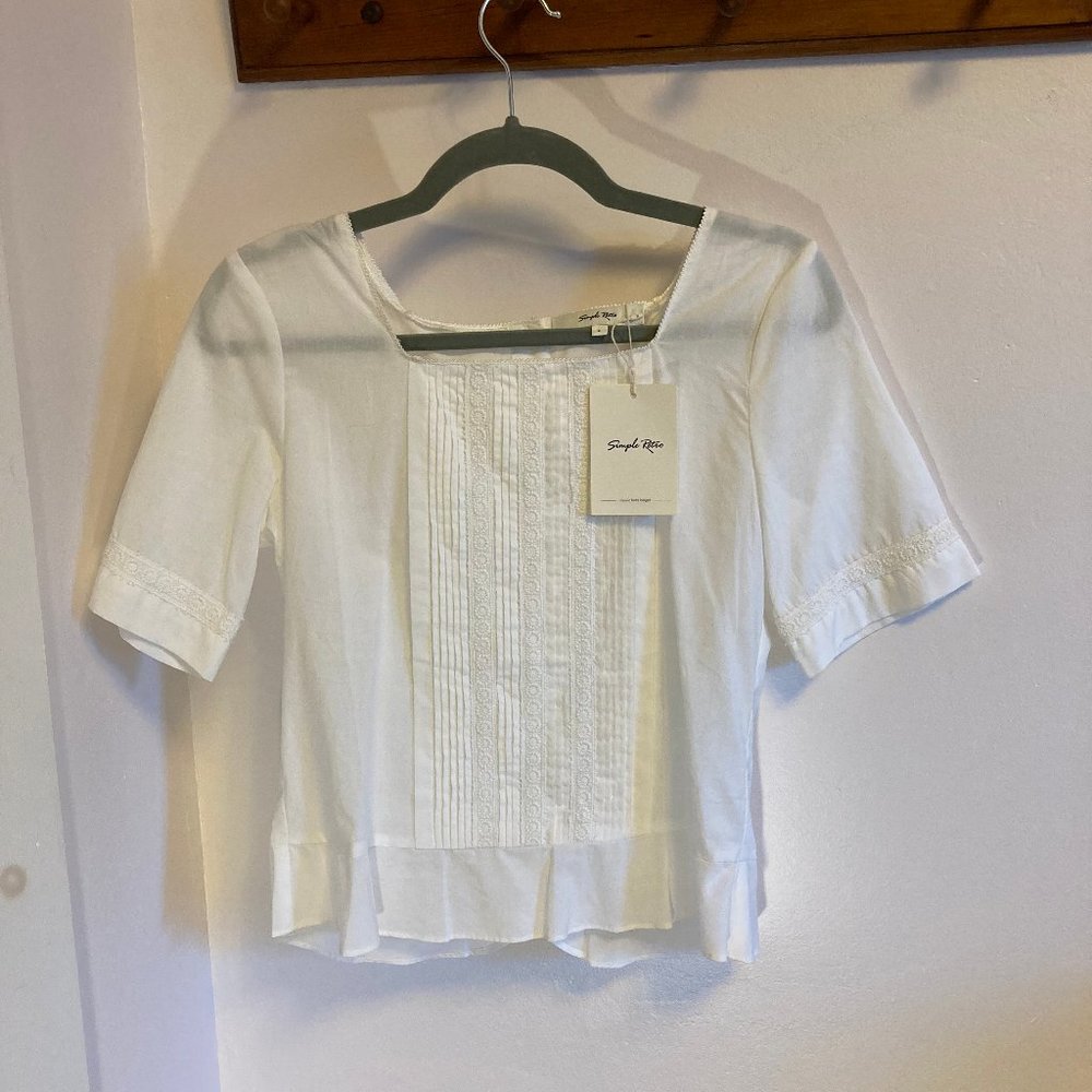 Simply Retro Kathryn White Cotton Blouse S NWT